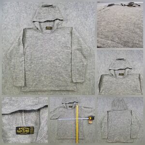 American South Side Sweater Womens Gray Alpaca Wool Hooded Knit‎ Pullover Winter